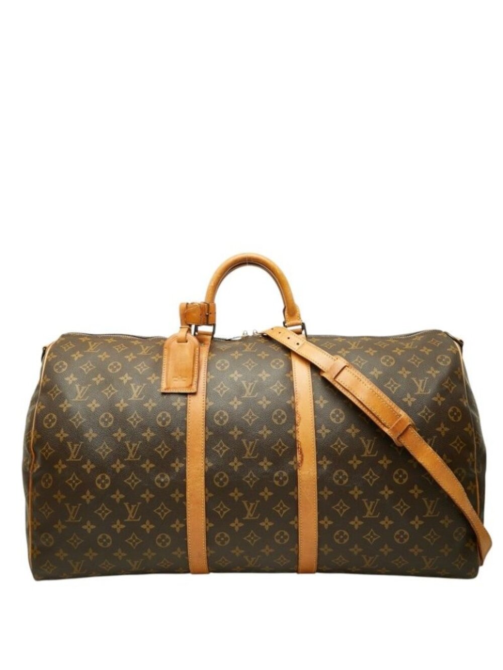 Louis Vuitton Monogram Keepall Bandouliere 60 Boston Bag 2-Way Brown Leather